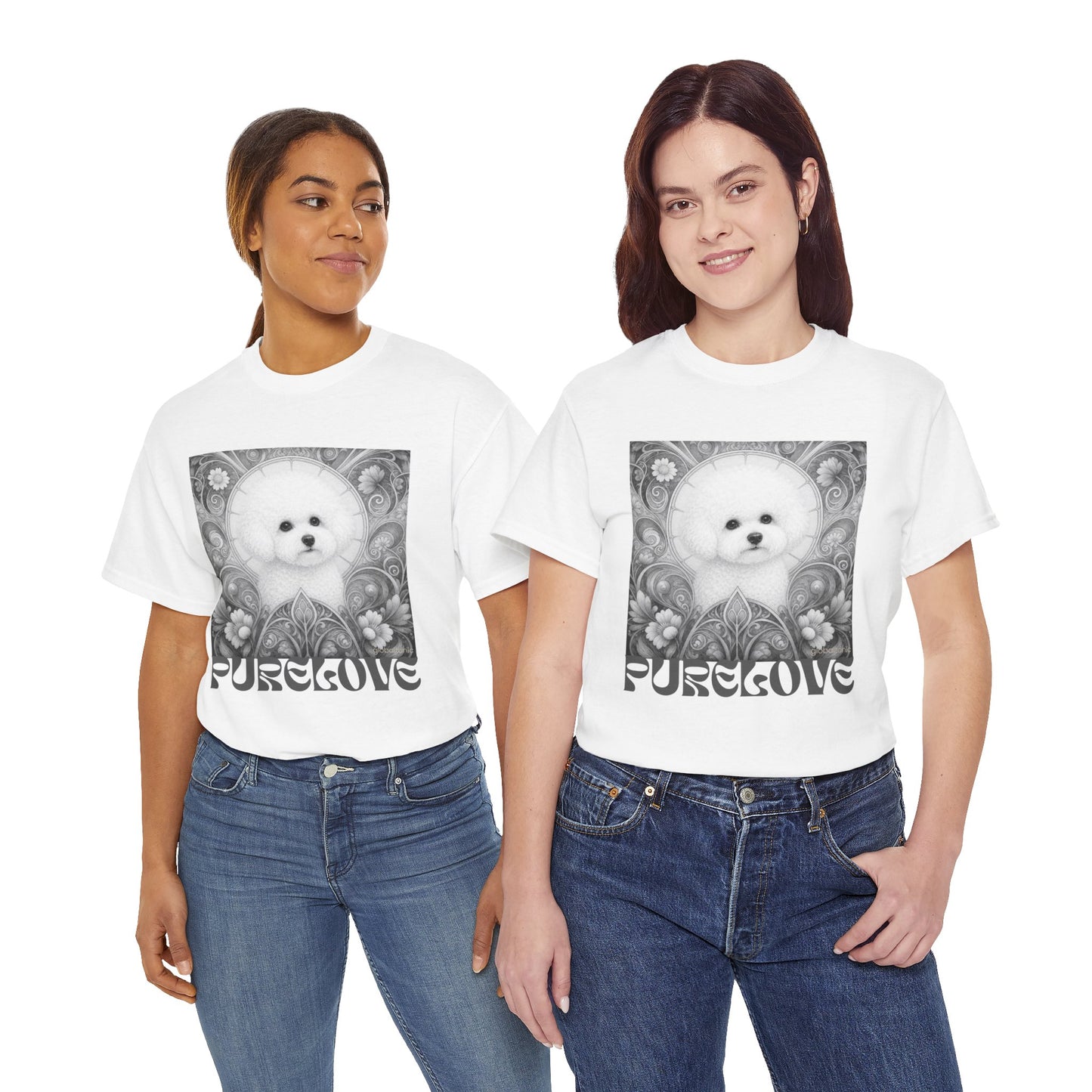 Bichon Frise Vintage Unisex Cotton Tee for Dog Lovers (Black & White)