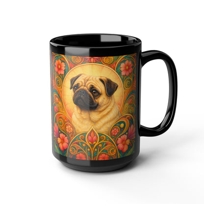 Pug Dog Lover Black Mug – Vintage Pet Themed Cup for Gifts & Home Decor