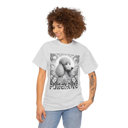 Poodle Grey Vintage Unisex Cotton Tee for Dog Lovers (Black & White)