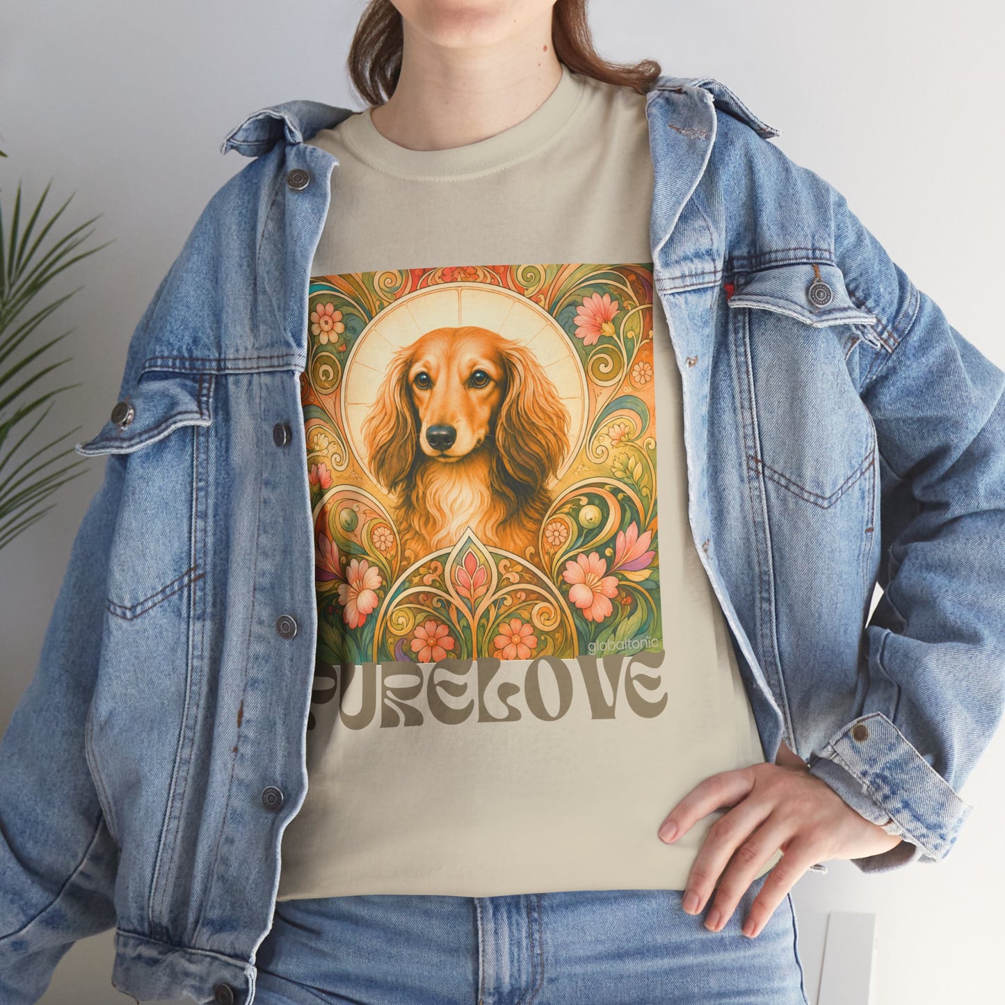 Dachshund Tan Longhair Vintage Graphic T-Shirt – Unisex Cotton Tee for Dog Lovers