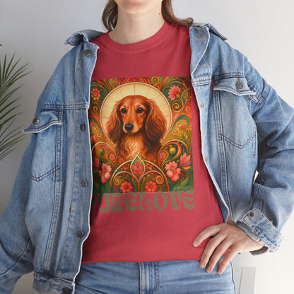 Dachshund Tan Longhair Vintage Graphic T-Shirt – Unisex Cotton Tee for Dog Lovers