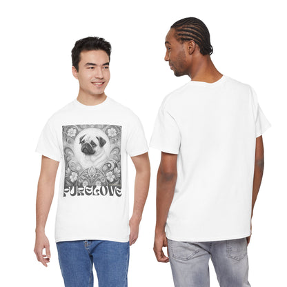 Pug Tan Vintage Unisex Cotton Tee for Dog Lovers (Black & White T-Shirt)
