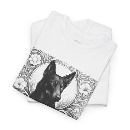 Kelpie Black Vintage Unisex Cotton Tee for Dog Lovers (Black & White)