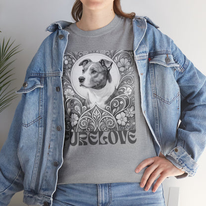 Staffy Grey & White Vintage Unisex Cotton Tee for Dog Lovers (Black & White T-Shirt)