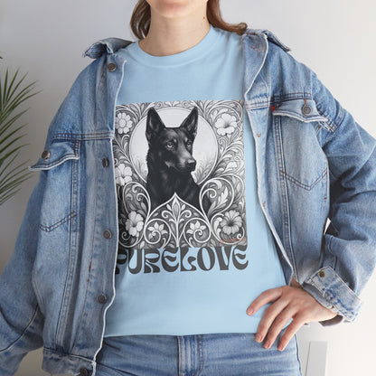 Kelpie Black Vintage Unisex Cotton Tee for Dog Lovers (Black & White)