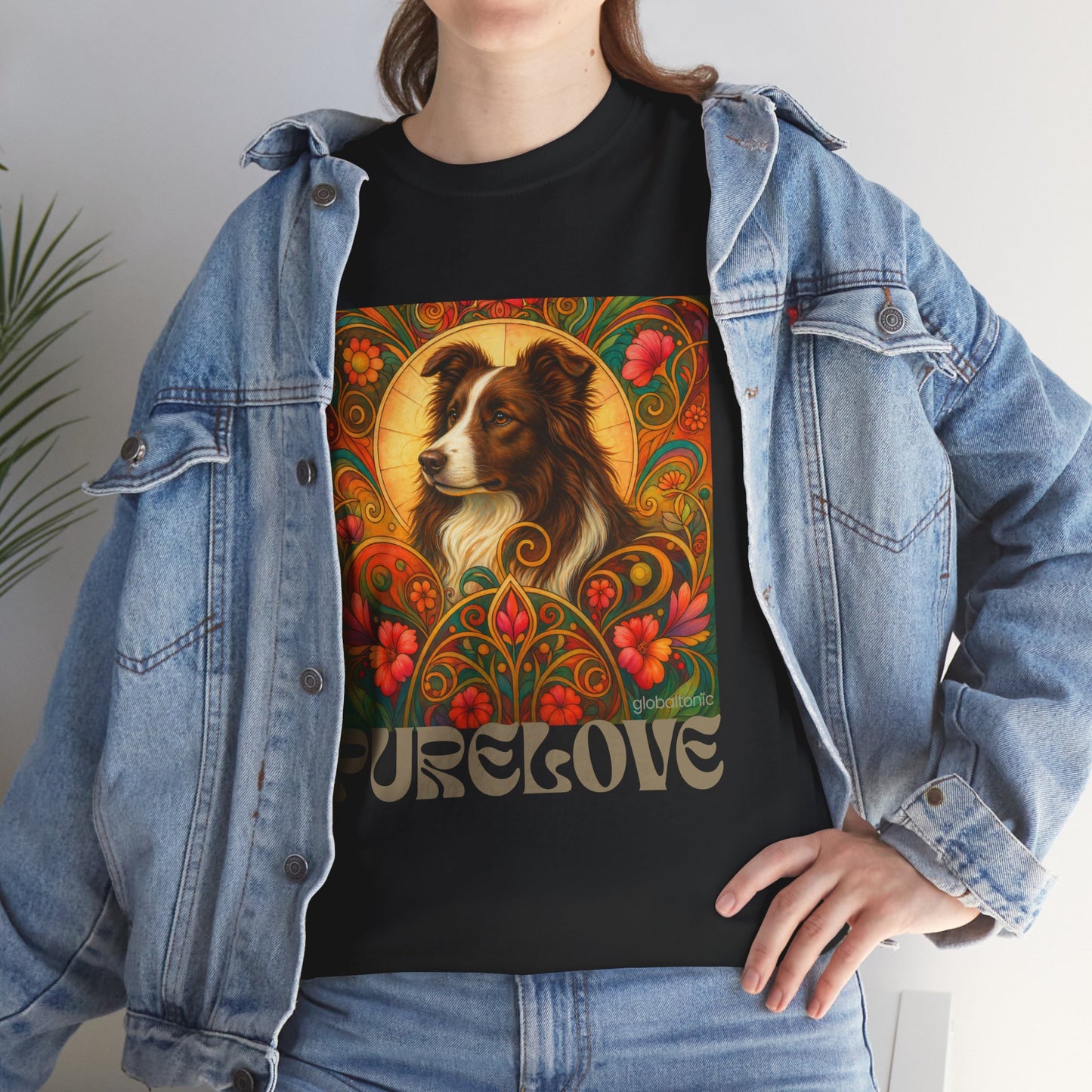 Border Collie (Chocolate & White) Vintage Graphic T-Shirt – Unisex Cotton Tee for Dog Lovers