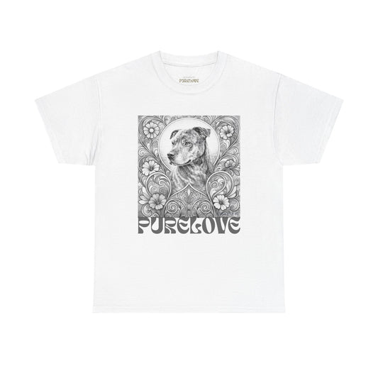 Staffy Brown Brindle Vintage Graphic T-Shirt – Unisex Cotton Tee for Dog Lovers (Black & White)