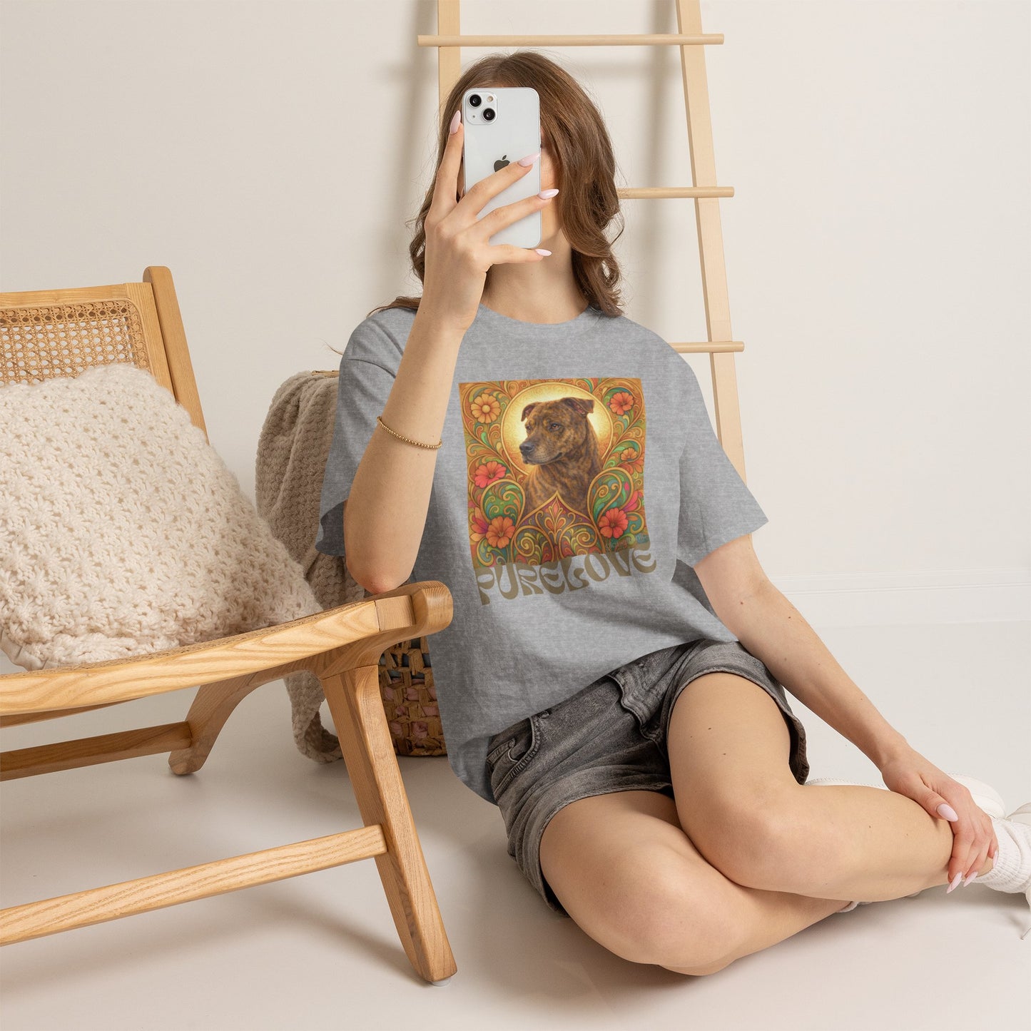 Staffy Brown Brindle Vintage Graphic T-Shirt – Unisex Cotton Tee for Dog Lovers