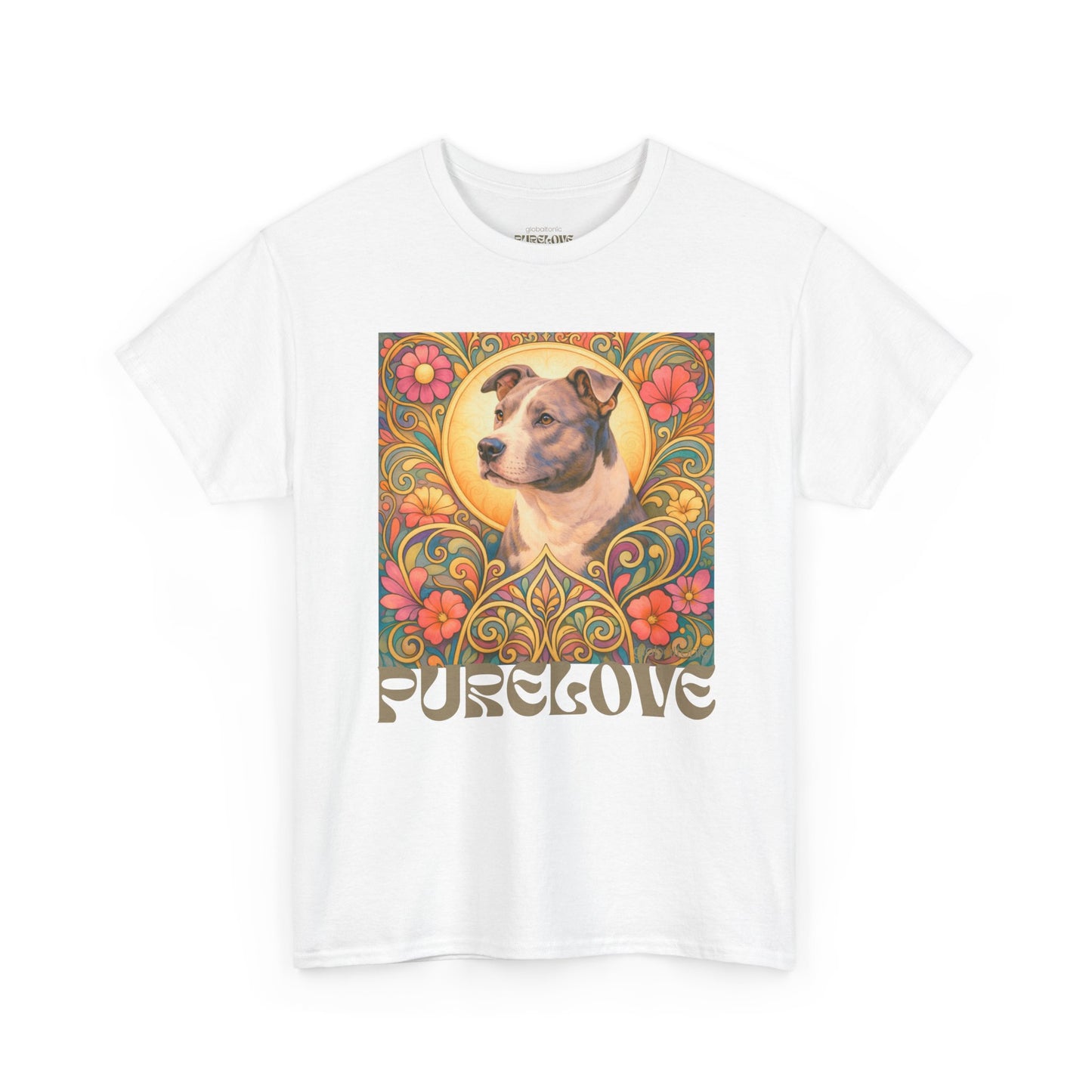 Staffy Grey & White Vintage Graphic T-Shirt – Unisex Cotton Tee for Dog Lovers
