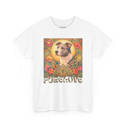Staffy Grey & White Vintage Graphic T-Shirt – Unisex Cotton Tee for Dog Lovers