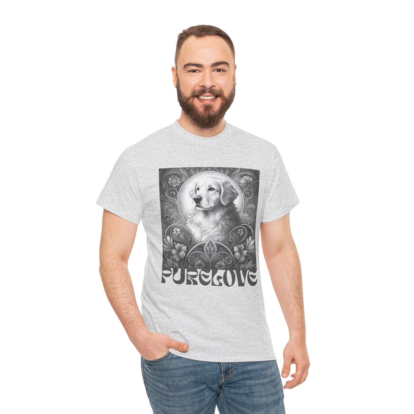 Golden Retriever Vintage Unisex Cotton Tee for Dog Lovers (Black & White)