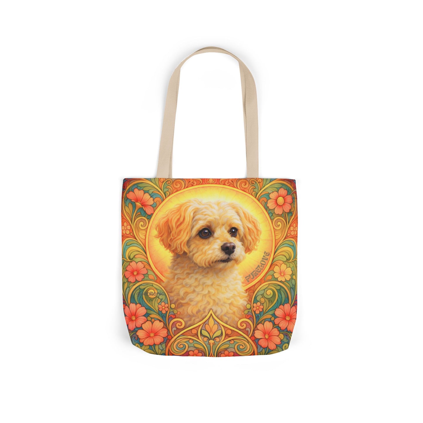 Foxypoo (Foodle) All-Over Print Canvas Tote Bag – Colourful Artistic Dog Lover Gift