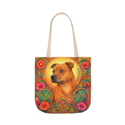 Staffy Tan All-Over Print Canvas Tote Bag – Colourful Artistic Dog Lover Gift
