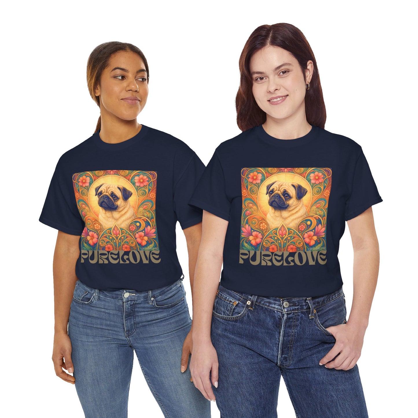 Pug Tan Vintage Graphic T-Shirt – Unisex Cotton Tee for Dog Lovers