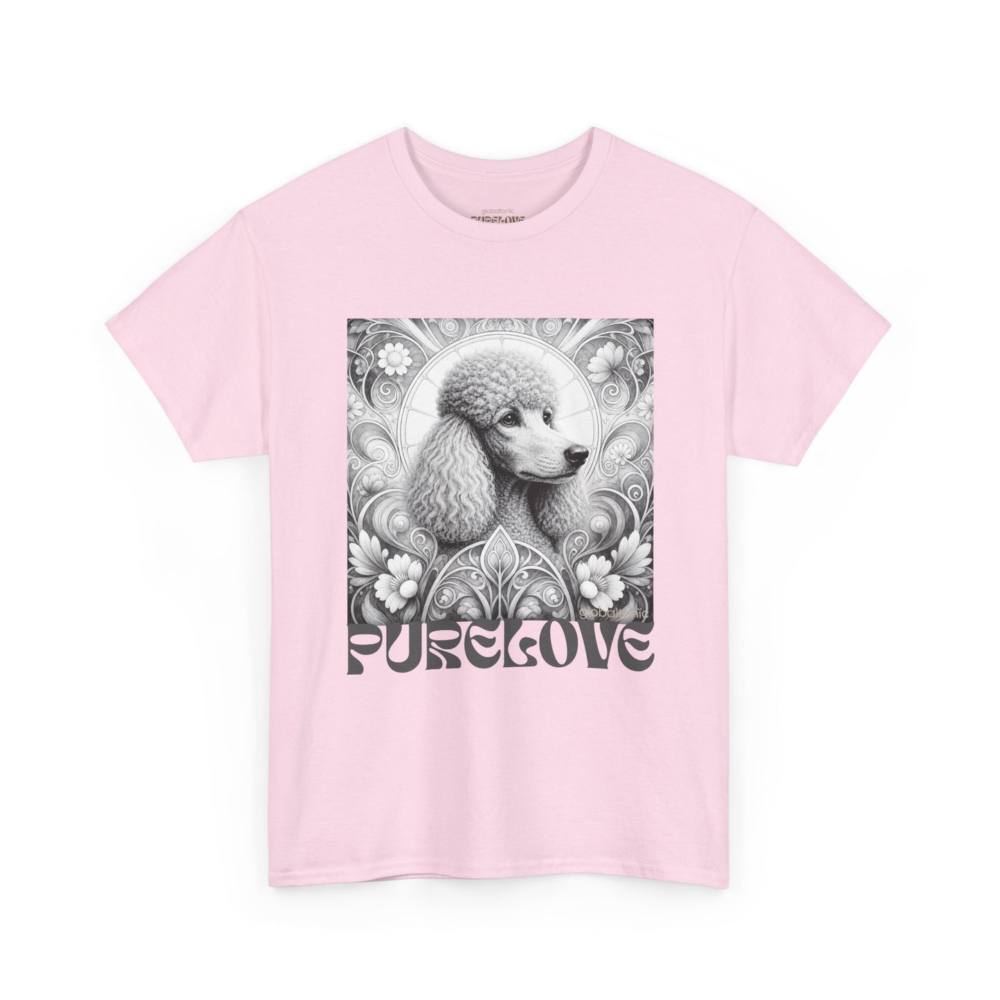 Poodle Grey Vintage Unisex Cotton Tee for Dog Lovers (Black & White)