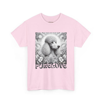 Poodle Grey Vintage Unisex Cotton Tee for Dog Lovers (Black & White)
