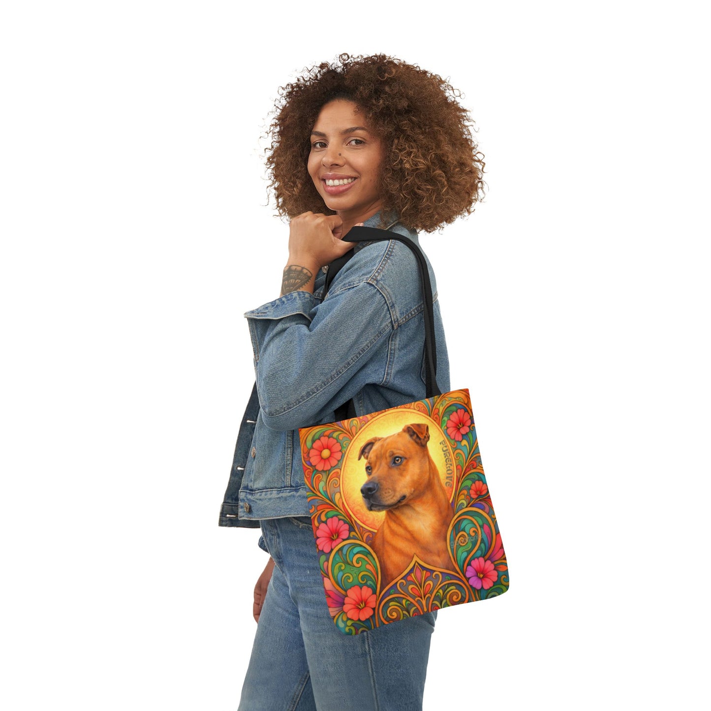 Staffy Tan All-Over Print Canvas Tote Bag – Colourful Artistic Dog Lover Gift