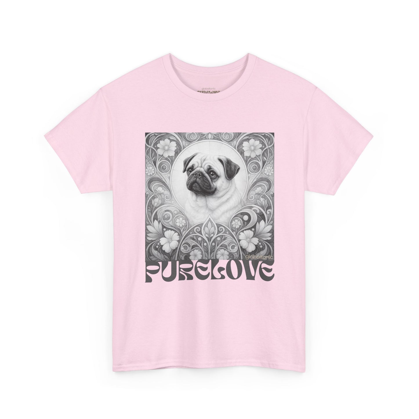 Pug Tan Vintage Unisex Cotton Tee for Dog Lovers (Black & White T-Shirt)