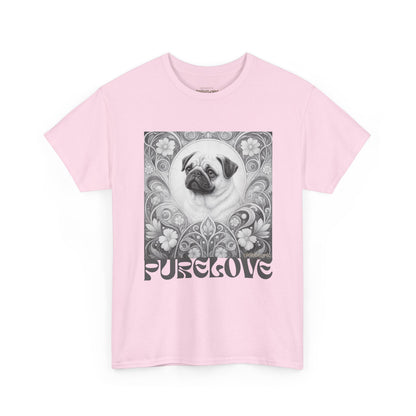 Pug Tan Vintage Unisex Cotton Tee for Dog Lovers (Black & White T-Shirt)