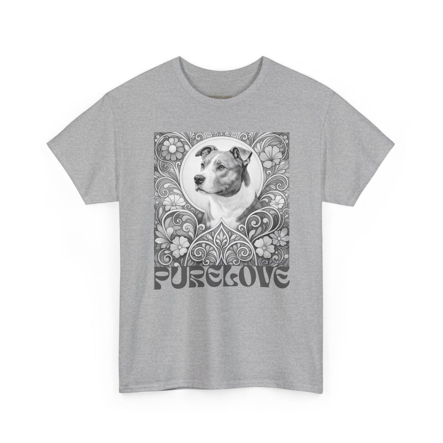 Staffy Grey & White Vintage Unisex Cotton Tee for Dog Lovers (Black & White T-Shirt)