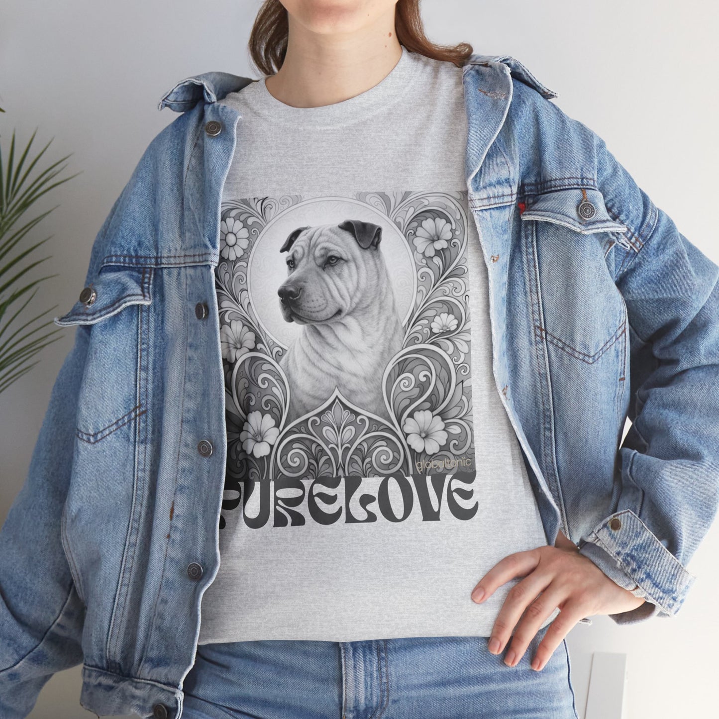 Shar Pei Vintage Graphic T-Shirt – Unisex Cotton Tee for Dog Lovers (Black & White)
