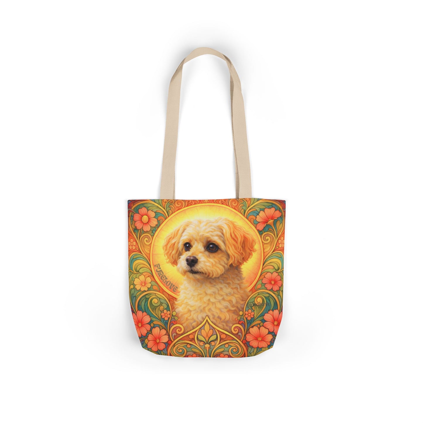 Foxypoo (Foodle) All-Over Print Canvas Tote Bag – Colourful Artistic Dog Lover Gift