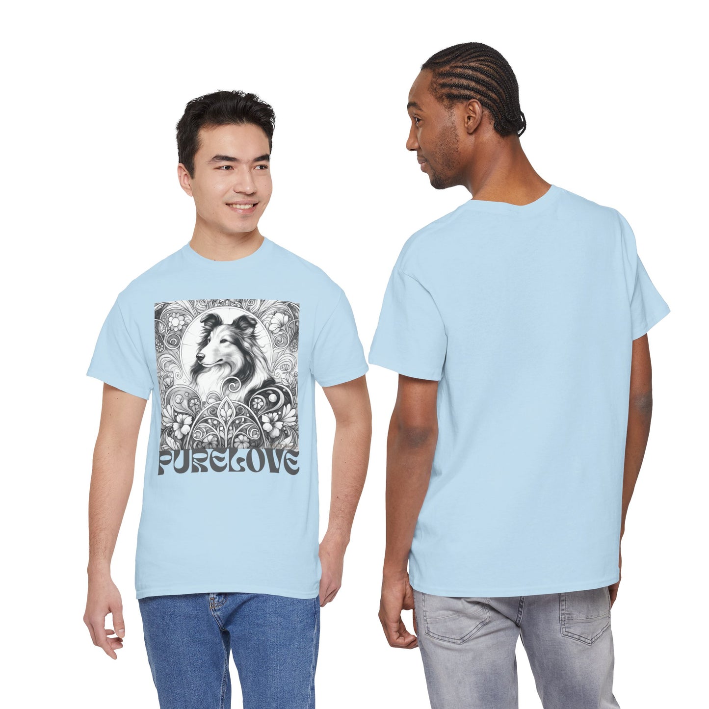Collie Vintage Unisex Cotton Tee for Dog Lovers (Black & White)
