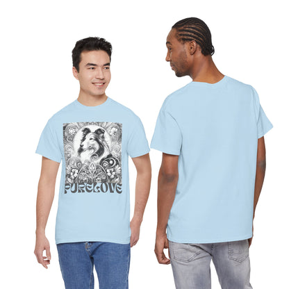 Collie Vintage Unisex Cotton Tee for Dog Lovers (Black & White)