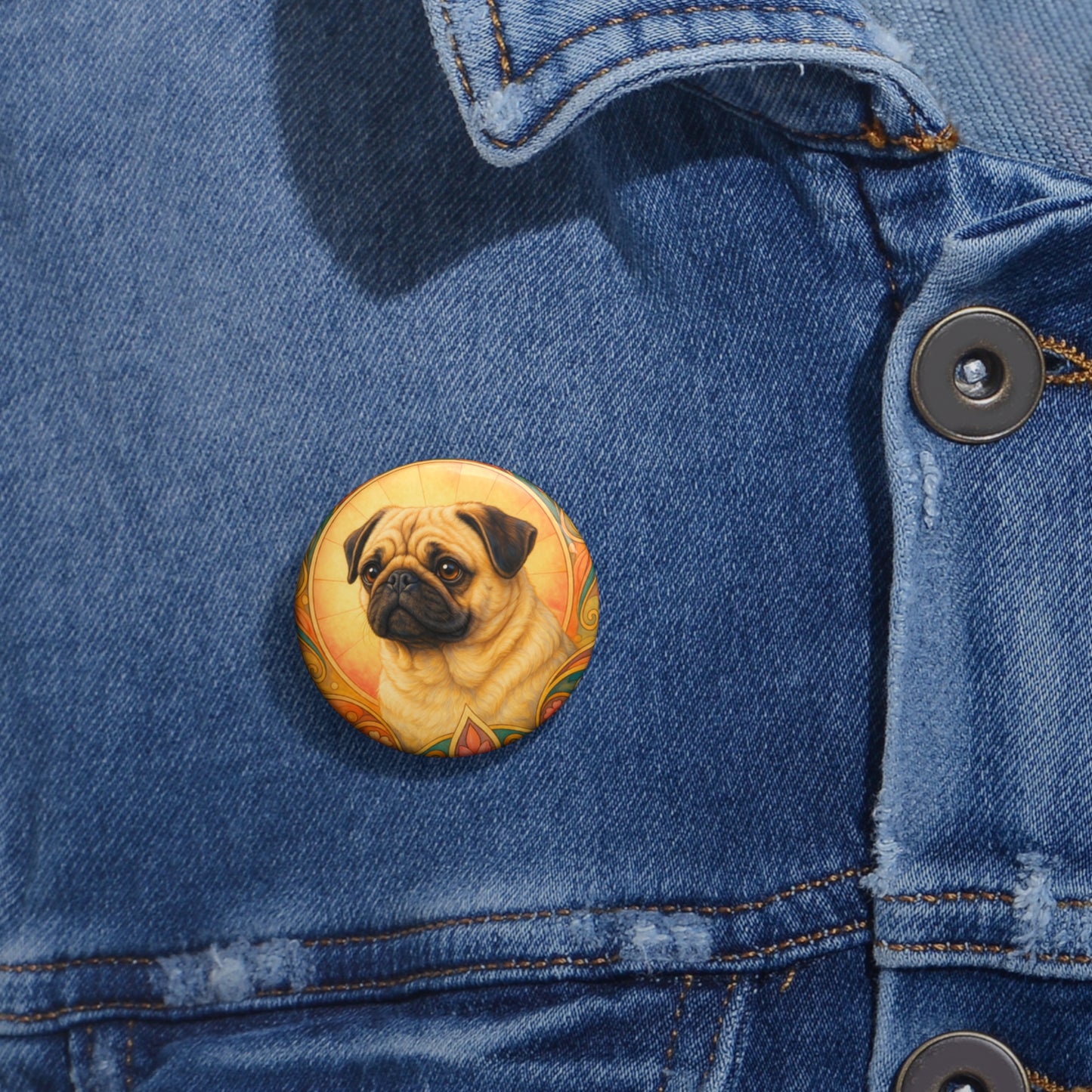 Pug Dog Pin Button - Vintage Design Gift for Dog Lovers & Pet Owners