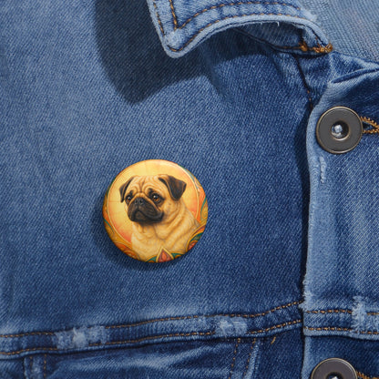 Pug Dog Pin Button - Vintage Design Gift for Dog Lovers & Pet Owners