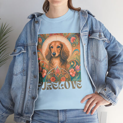 Dachshund Tan Longhair Vintage Graphic T-Shirt – Unisex Cotton Tee for Dog Lovers