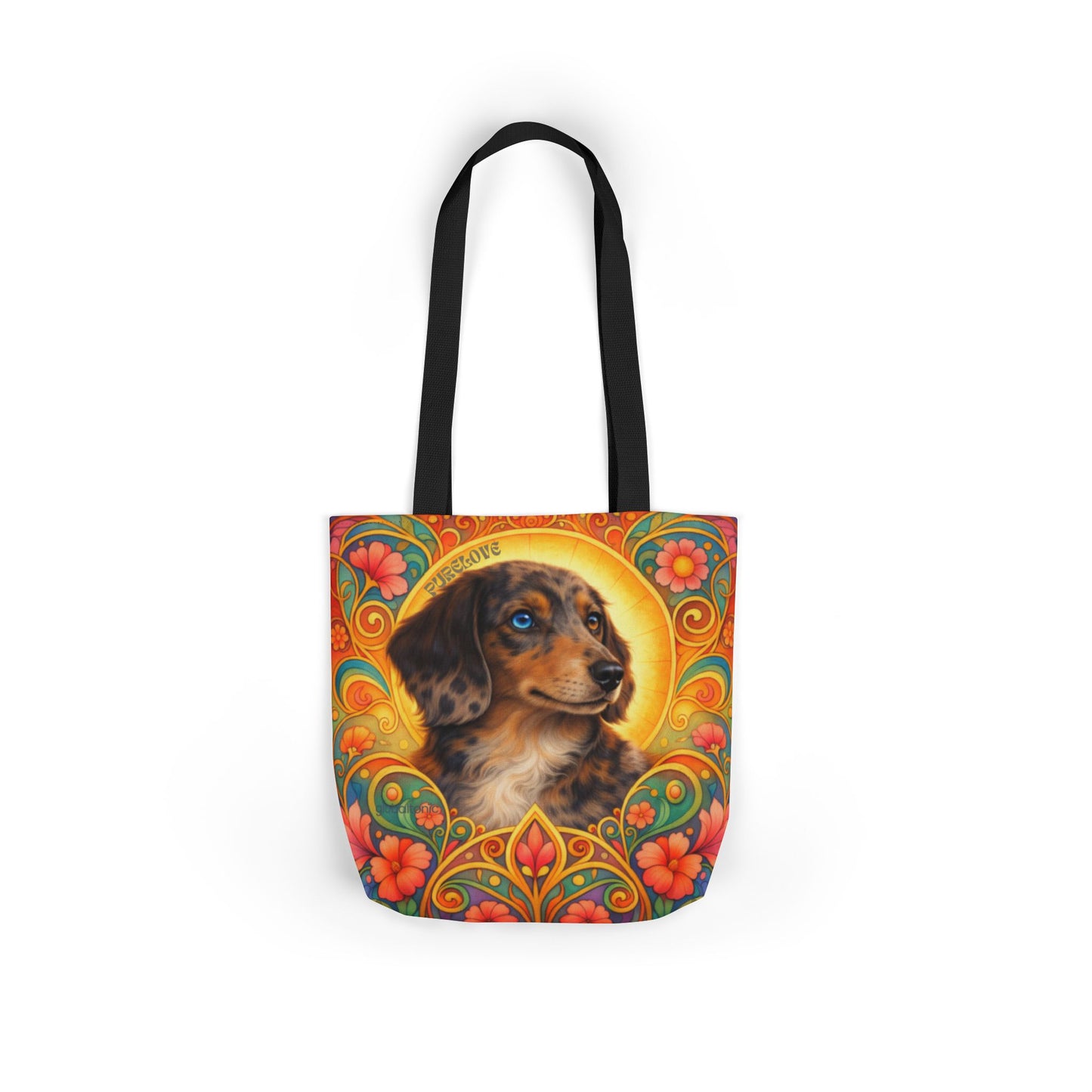 Dachshund Merle Wirehaired All-Over Print Canvas Tote Bag – Colourful Artistic Dog Lover Gift