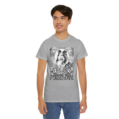 Collie Vintage Unisex Cotton Tee for Dog Lovers (Black & White)