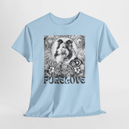 Collie Vintage Unisex Cotton Tee for Dog Lovers (Black & White)