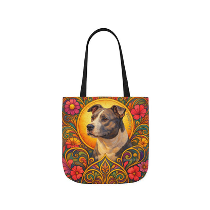 Staffy Grey & White All-Over Print Canvas Tote Bag – Colourful Artistic Dog Lover Gift
