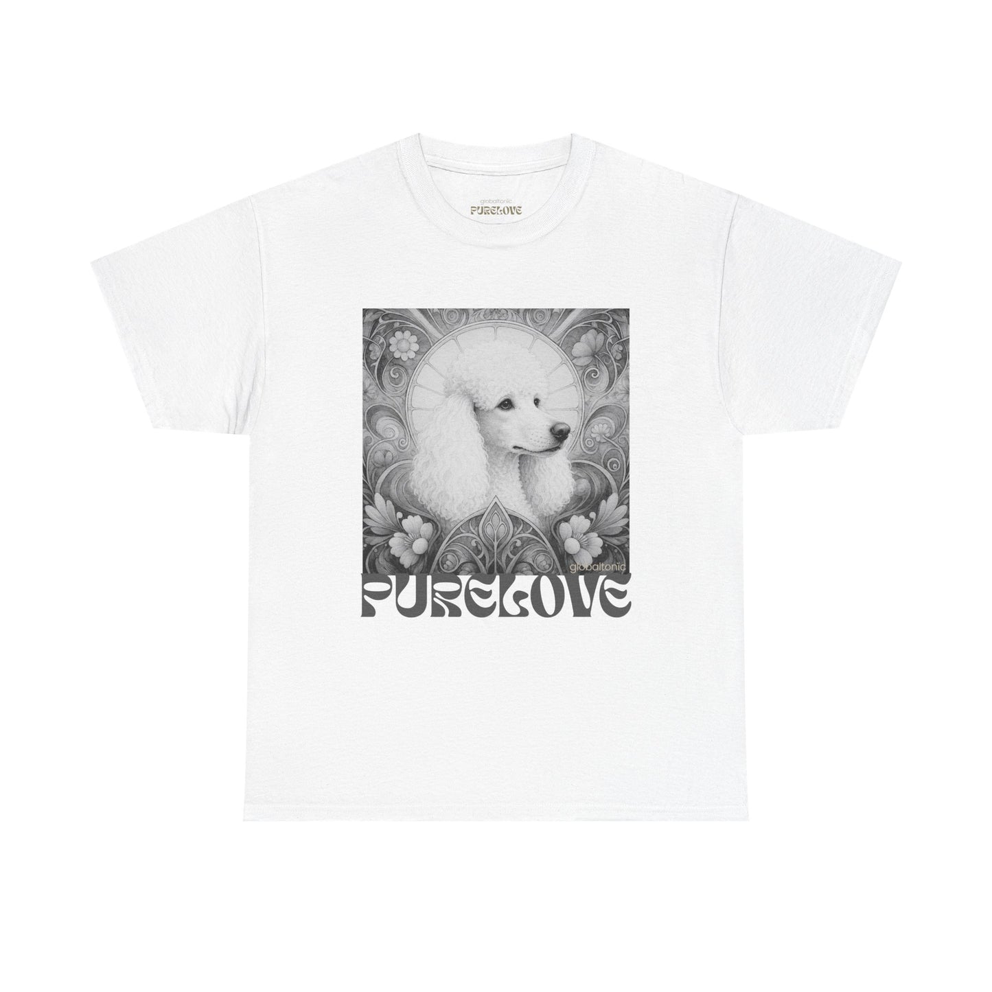 Poodle White Vintage Unisex Cotton Tee for Dog Lovers (Black & White)