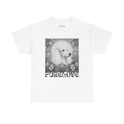 Poodle White Vintage Unisex Cotton Tee for Dog Lovers (Black & White)