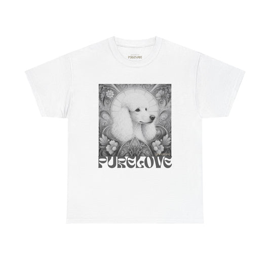 Poodle White Vintage Unisex Cotton Tee for Dog Lovers (Black & White)