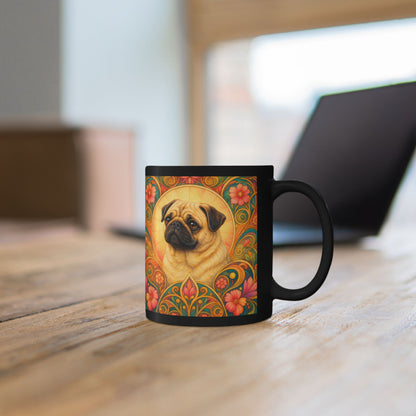 Pug Dog Lover Black Mug – Vintage Pet Themed Cup for Gifts & Home Decor