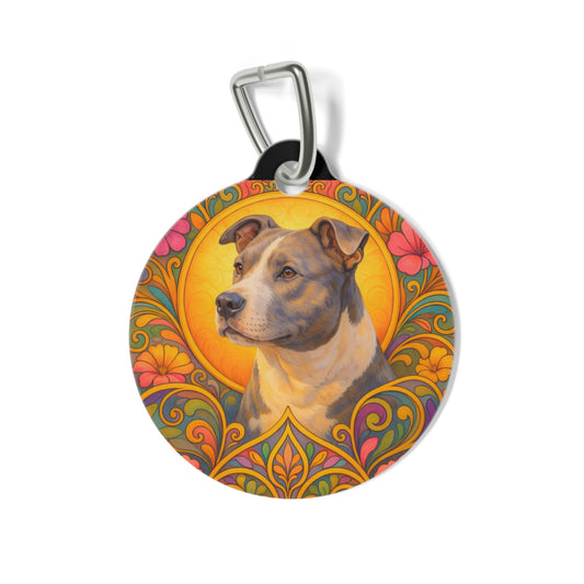 Staffy Grey & White Dog Tag - Vintage Design Gift for Dog Lovers