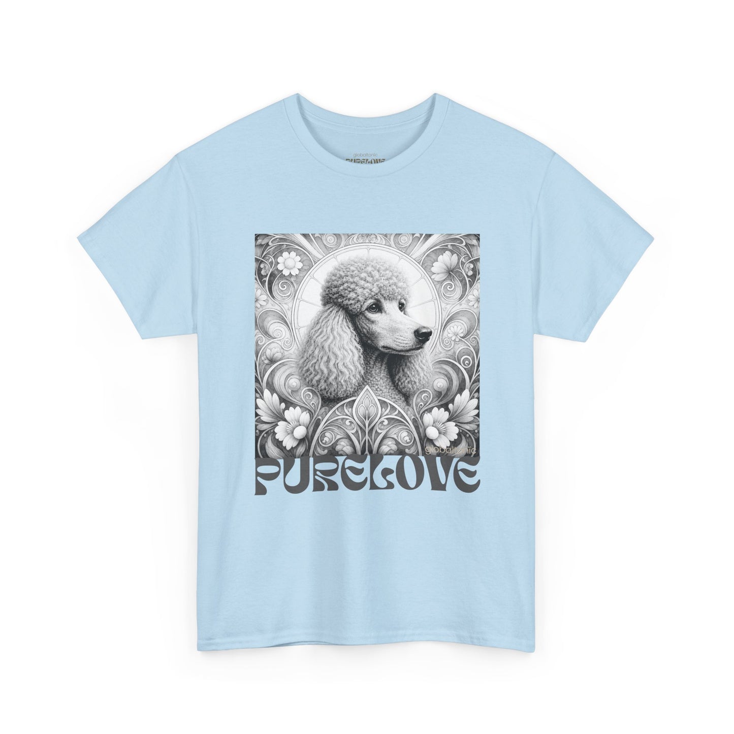 Poodle Grey Vintage Unisex Cotton Tee for Dog Lovers (Black & White)