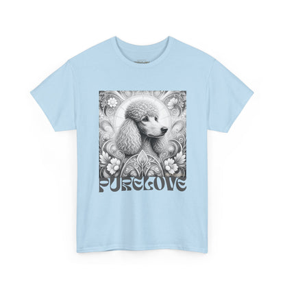 Poodle Grey Vintage Unisex Cotton Tee for Dog Lovers (Black & White)