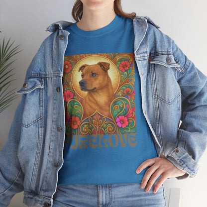 Staffy Tan Vintage Graphic T-Shirt – Unisex Cotton Tee for Dog Lovers