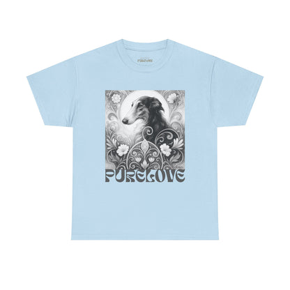 Borzoi Vintage Unisex Cotton Tee for Dog Lovers (Black & White)