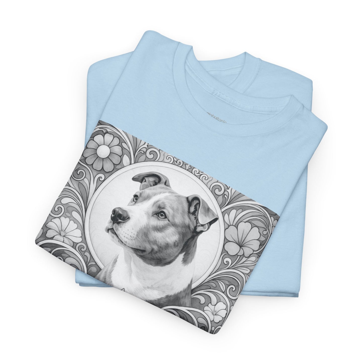 Staffy Grey & White Vintage Unisex Cotton Tee for Dog Lovers (Black & White T-Shirt)