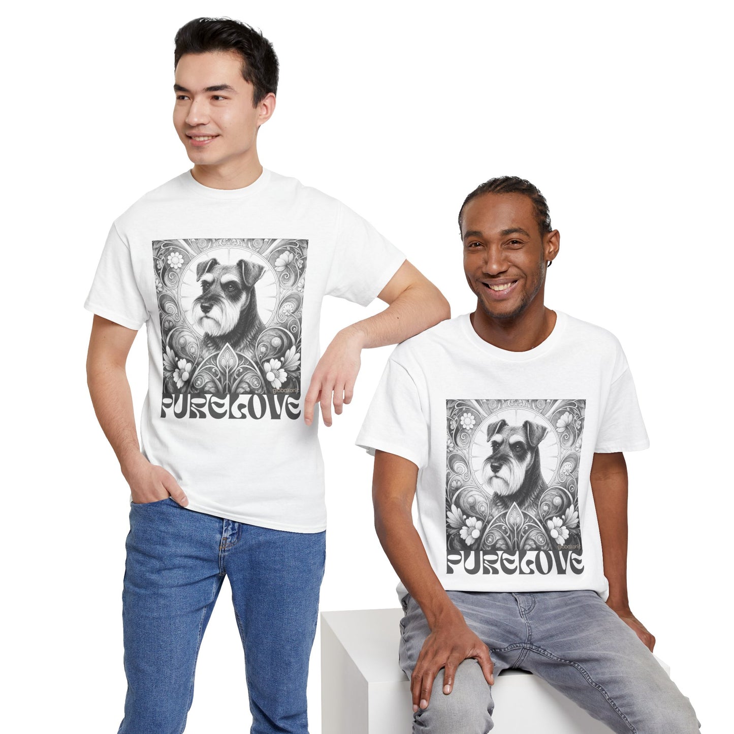 Schnauzer Vintage Unisex Cotton Tee for Dog Lovers (Black & White)