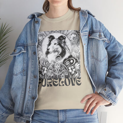 Collie Vintage Unisex Cotton Tee for Dog Lovers (Black & White)