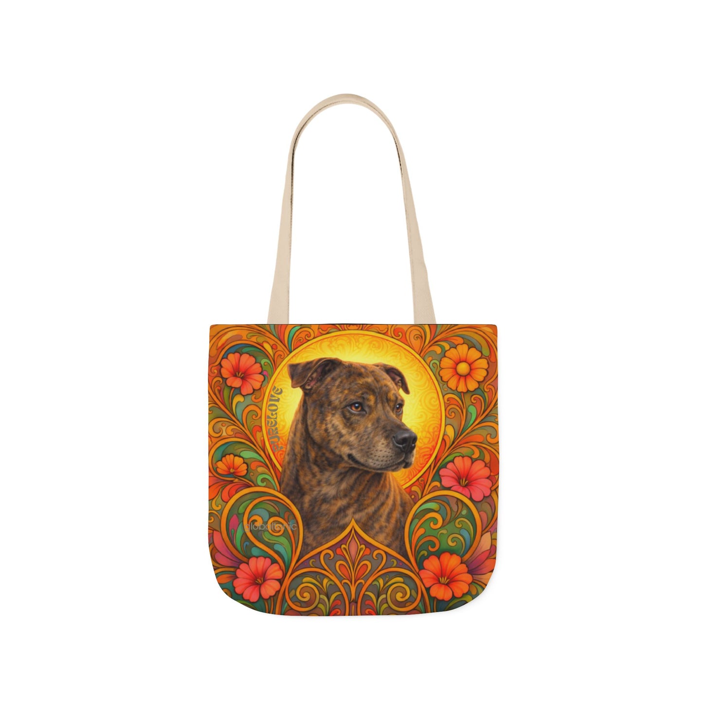 Staffy Brown All-Over Print Canvas Tote Bag – Colourful Artistic Dog Lover Gift