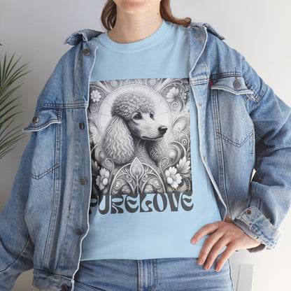 Poodle Grey Vintage Unisex Cotton Tee for Dog Lovers (Black & White)