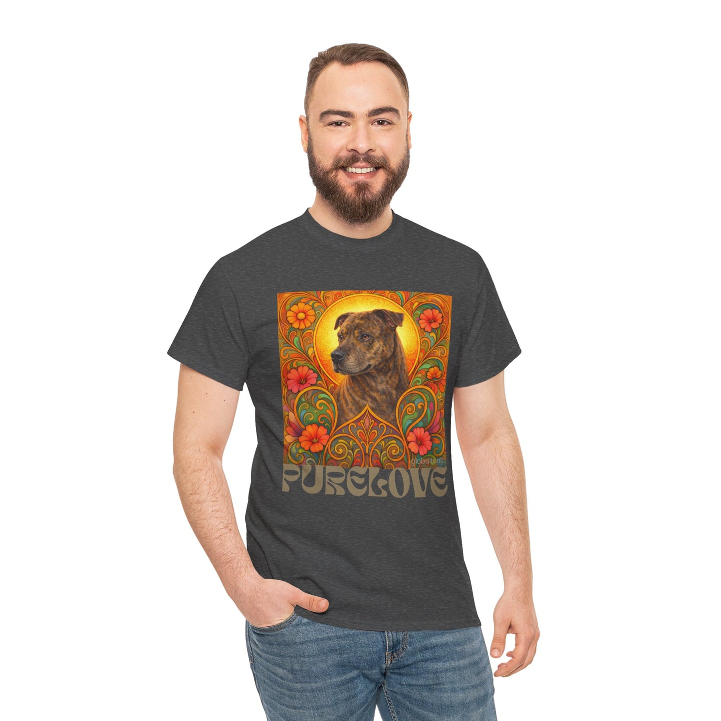 Staffy Brown Brindle Vintage Graphic T-Shirt – Unisex Cotton Tee for Dog Lovers